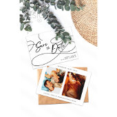 ミニマルなファンシー スクリプト "Save The Date" ウェディング フォト セーブザデート