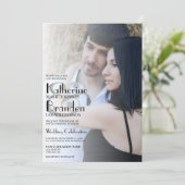 ミニマルなフォトオーバーレイモダンタイポグラフィ結婚ズ 招待状 (スタンド正面)