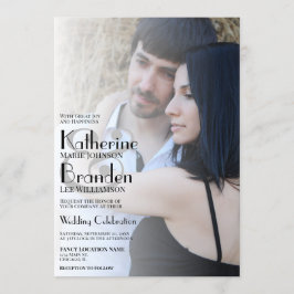 ミニマルなフォトオーバーレイモダンタイポグラフィ結婚ズ 招待状