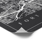 ミニマルなフォートワーステキサス州地図アートポスター ポスター (角)