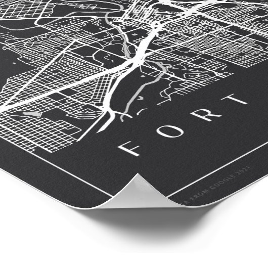 ミニマルなフォートワーステキサス州地図アートポスター ポスター (角)