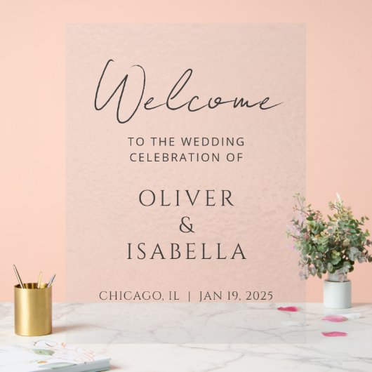 ミニマルなフロステッド結婚アクリルの歓迎サイン アクリルサイン (ウェディング)