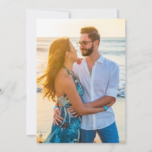 ミニマルなフロリダビーチ結婚式写真 セーブザデート (裏面)