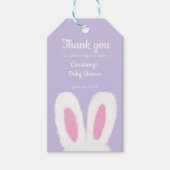 ミニマルなフワフワフワのバニーシャワー ギフトタグ (正面)