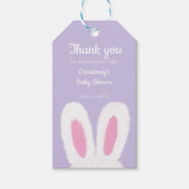 ミニマルなフワフワフワのバニーシャワー ギフトタグ