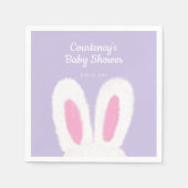 ミニマルなフワフワフワのバニーシャワー スタンダードカクテルナプキン (正面)