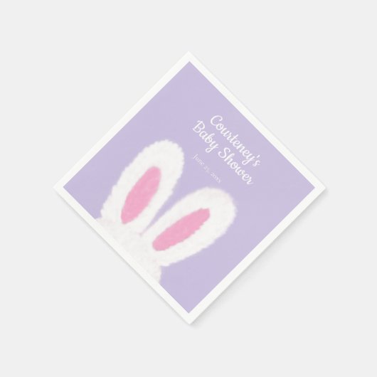 ミニマルなフワフワフワのバニーシャワー スタンダードカクテルナプキン (角)