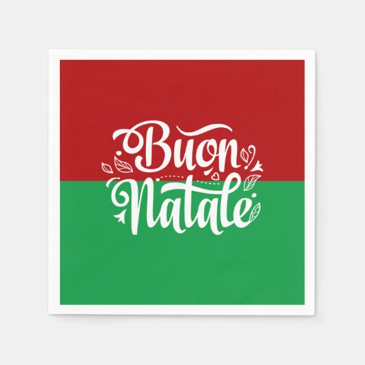 ミニマルなブオンナターレイタリアンメリークリスマス スタンダードカクテルナプキン (正面)