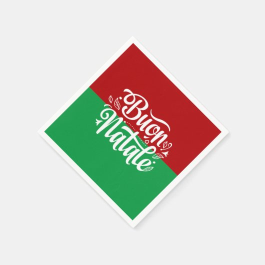 ミニマルなブオンナターレイタリアンメリークリスマス スタンダードカクテルナプキン (角)