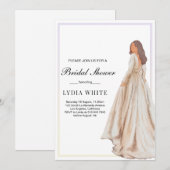 ミニマルなブライダルシャワー、エレガントなブライダルシャワー 招待状 (正面/裏面)