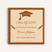 ミニマルなブラウンとベージュの卒業カスタマイズ ノートブック (正面)