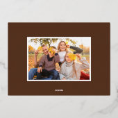 ミニマルなブラウンと金ゴールド感謝祭2枚の写真 箔シーズンカード (裏面)