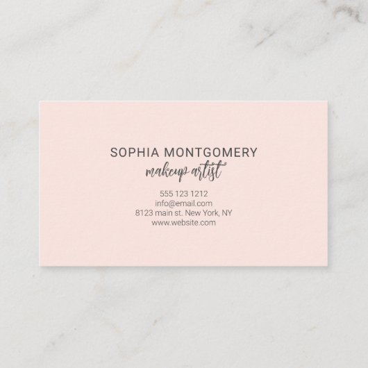 ミニマルなブラシスクリプトメイクアップアーティスト 名刺 (裏面)