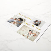 ミニマルなブラシスクリプト3コラージュ写真 箔シーズンカード (回転した状態)