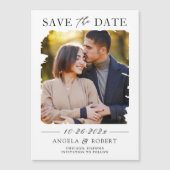 ミニマルなブラシストロークの写真日付マグネットを保存 (正面)