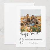 ミニマルなブラシ仕上げタイポグラフィ写真新年おめでとう シーズンカード (正面/裏面)