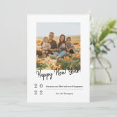 ミニマルなブラシ仕上げタイポグラフィ写真新年おめでとう シーズンカード (スタンド正面)