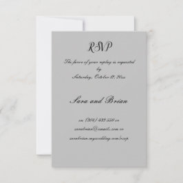 ミニマルなブラックとグレーの結婚式返信カード 出欠カード