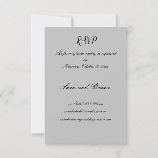 ミニマルなブラックとグレーの結婚式返信カード 出欠カード (正面)