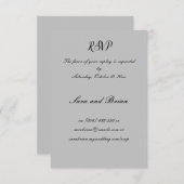 ミニマルなブラックとグレーの結婚式返信カード 出欠カード (正面/裏面)