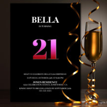 ミニマルなブラックとピンク21歳の誕生日パーティー