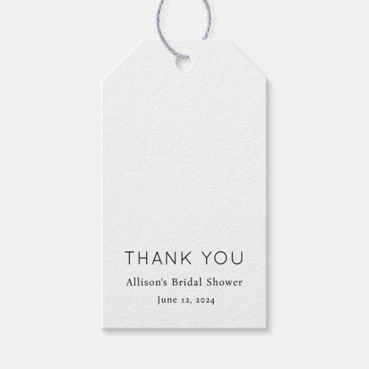 ミニマルなブラックとホワイトのウェディングシャワー ギフトタグ (正面)
