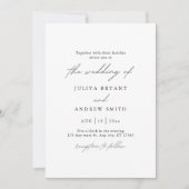 ミニマルなブラックとホワイトのスクリプトウェディング 招待状 (正面)