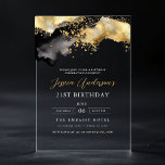 ミニマルなブラックと金ゴールドスクリプト21st誕生日 アクリル招待状<br><div class="desc">21番祝切りスタイルでミニマルなスクリプトブラックと金ゴールド誕生日招待状!黒とお洒落金ゴールドのアクセント、スクリプエレガントトタイポグラフィとクリーンなモダンデザインを備えた、洗練されたお祝いのトーンを設定する。シックなラウンジから親密な集まりまで、どの会場にも最適で、タイムレスなエレガンスと組み合わコンテンポラリーせしゃれているている。あなたの未来と同じくらい輝く招待であなたのマイルストーンの誕生日を忘れられない。応援21年の輝きに！</div>