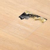 ミニマルなブラックと金ゴールドスクリプト50誕生日 アクリル招待状 (レイダウン)