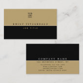 ミニマルなブラックと金ゴールドタイポグラフィ/あなたのロゴ 名刺 (正面/裏面)