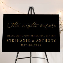 ミニマルなブラックと金ゴールド前夜結婚の