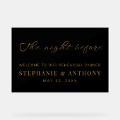 ミニマルなブラックと金ゴールド前夜結婚の アクリルサイン (正面)