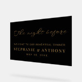 ミニマルなブラックと金ゴールド前夜結婚の アクリルサイン (傾斜)