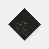 ミニマルなブラックと金ゴールド前夜結婚の スタンダードカクテルナプキン (角)
