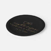 ミニマルなブラックと金ゴールド前夜結婚の ペーパープレート (アングル)