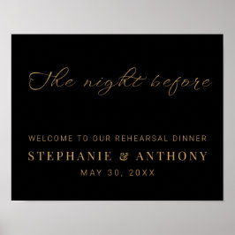 ミニマルなブラックと金ゴールド前夜結婚の ポスター