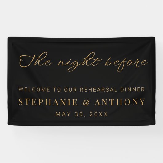 ミニマルなブラックと金ゴールド前夜結婚の 横断幕 (横)