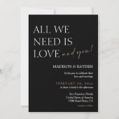 ミニマルなブラックと金ゴールド結婚フォト 招待状 (正面)