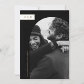 ミニマルなブラックと金ゴールド結婚フォト 招待状 (裏面)