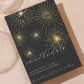 ミニマルなブラックと金ゴールド花火の日付を保存 招待状