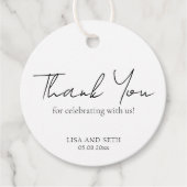 ミニマルなブラックアンドホワイトのクラシックウェディング フェイバータグ (正面)