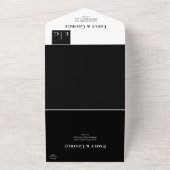 ミニマルなブラックアンドホワイトのモノグラムエレガントウェディング オールインワン招待状 (外側)