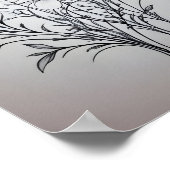 ミニマルなブラックインクフラワーブーケアートポスターno5 ポスター (角)