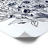 ミニマルなブラックインクフラワーブーケアートポスターno6 ポスター (角)