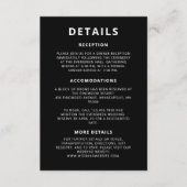 ミニマルなブラックウェディングステイの詳細 エンクロージャーカード (正面)