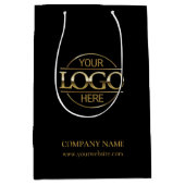 ミニマルなブラックコーポレート企業ロゴ ミディアムペーパーバッグ (正面)