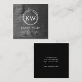 ミニマルなブラックシルバースクエアビジネスカード スクエア名刺 (正面/裏面)
