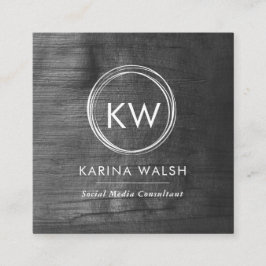 ミニマルなブラックシルバースクエアビジネスカード スクエア名刺