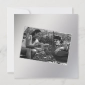 ミニマルなブラックシルバー ホワイト ウェディング セーブザデート (裏面)