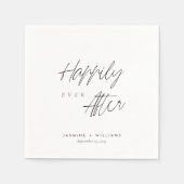 ミニマルなブラックスクリプトの後で幸せ結婚に スタンダードカクテルナプキン (正面)